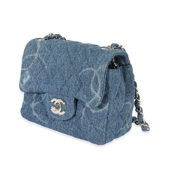 Chanel Blue Quilted Denim Square Mini Classic Flap Bag - Picture 2 of 8